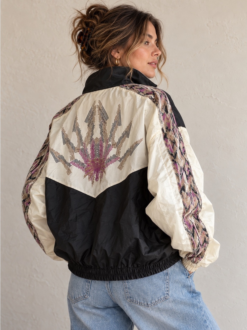 Vintage London Fog Windbreaker Jacket Abstract Graphic 90s Retro Sport Medium